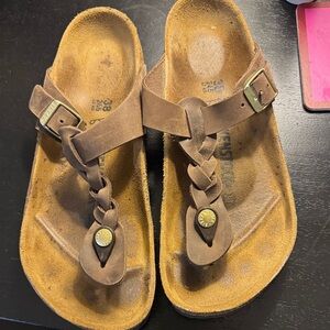 Birkenstock Leather Sandals with Braided Straps, size 38